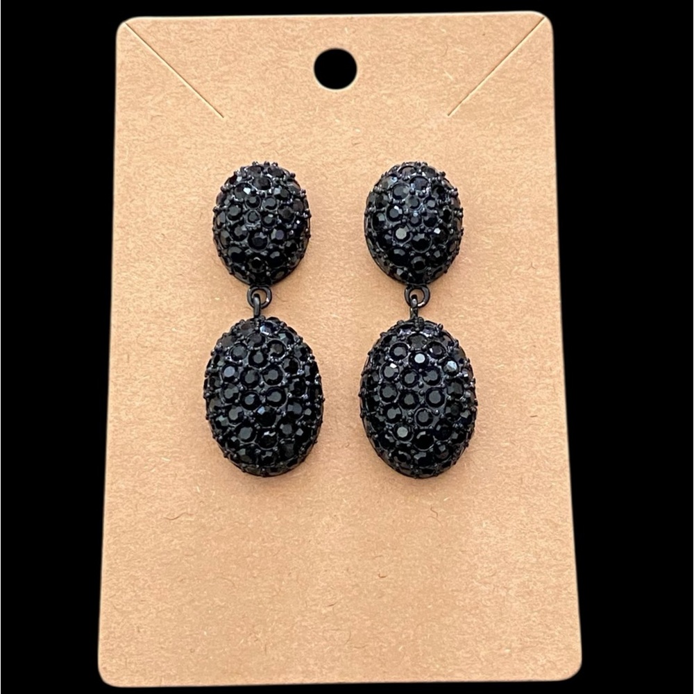 Kenneth Jay Lane(Kjl) Black Pave Crystal Drop Ear… - image 2
